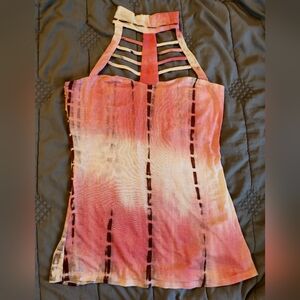 VENUS Halter Tank Top, Size M, Coral, Brown, White, NWOT